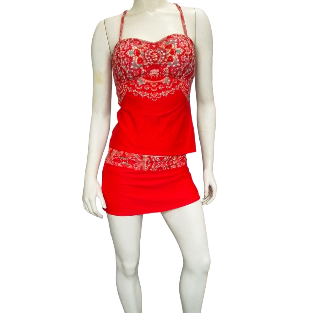Athleta | Tankini Top & Skort Red Floral